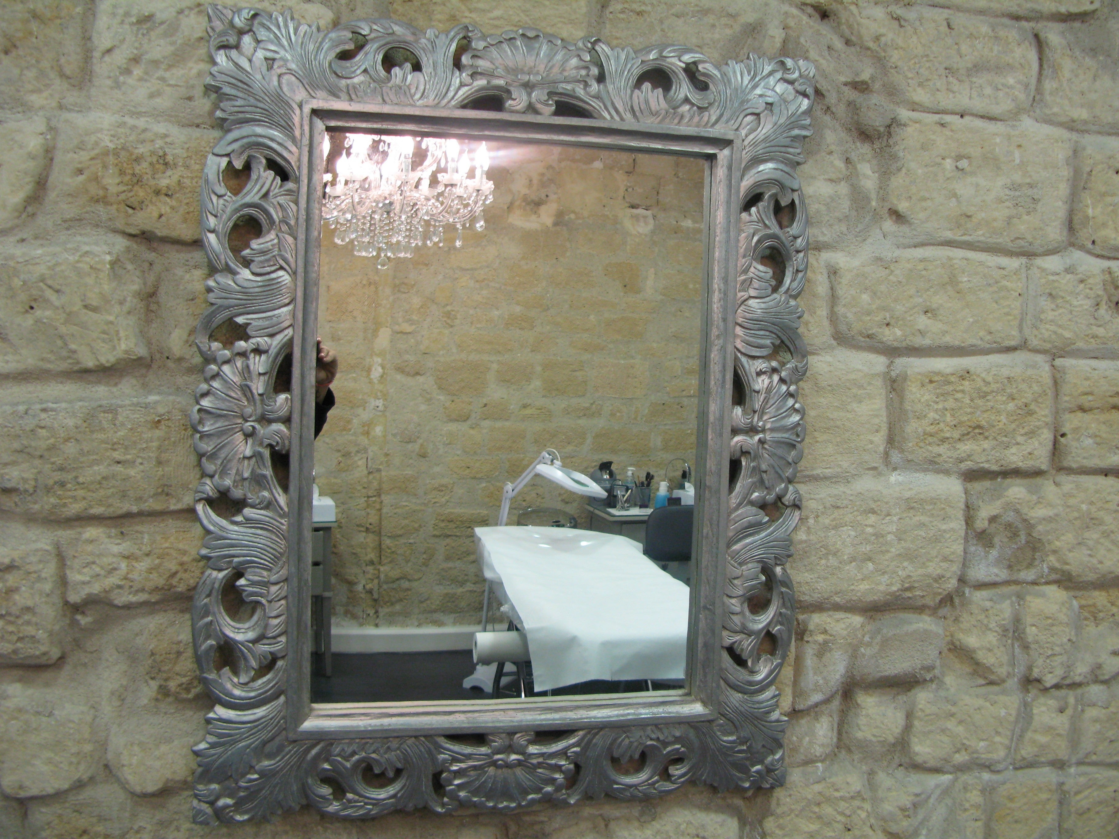 Miroir Bois Peint Gris